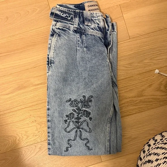 Damson Madder Floral embroidery wide-leg jeans - Picture 3 of 7